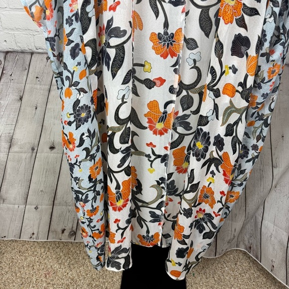 Lane Bryant Semi Sheer Long Floral Chiffon Duster Jacket Top O/S - Picture 2 of 7